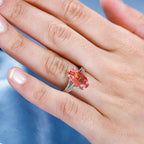 Padparadscha Triplet Quartz Solitaire Ring in Platinum Overlay Sterling Silver 3.50 Ct