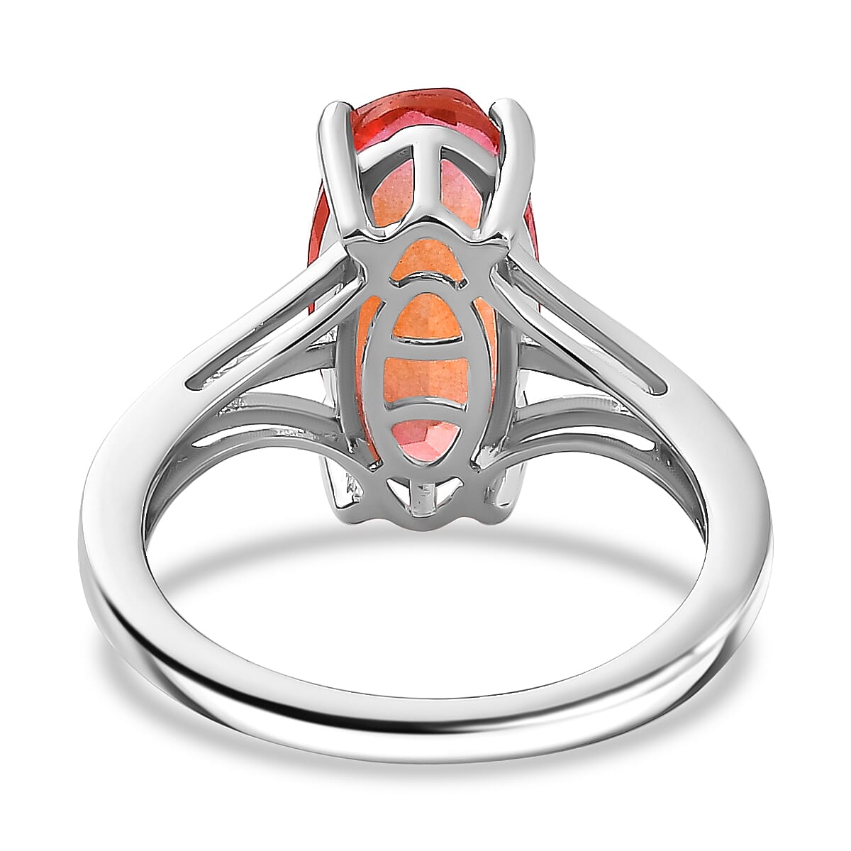 Padparadscha Triplet Quartz Solitaire Ring in Platinum Overlay Sterling Silver 3.50 Ct 7775384 4