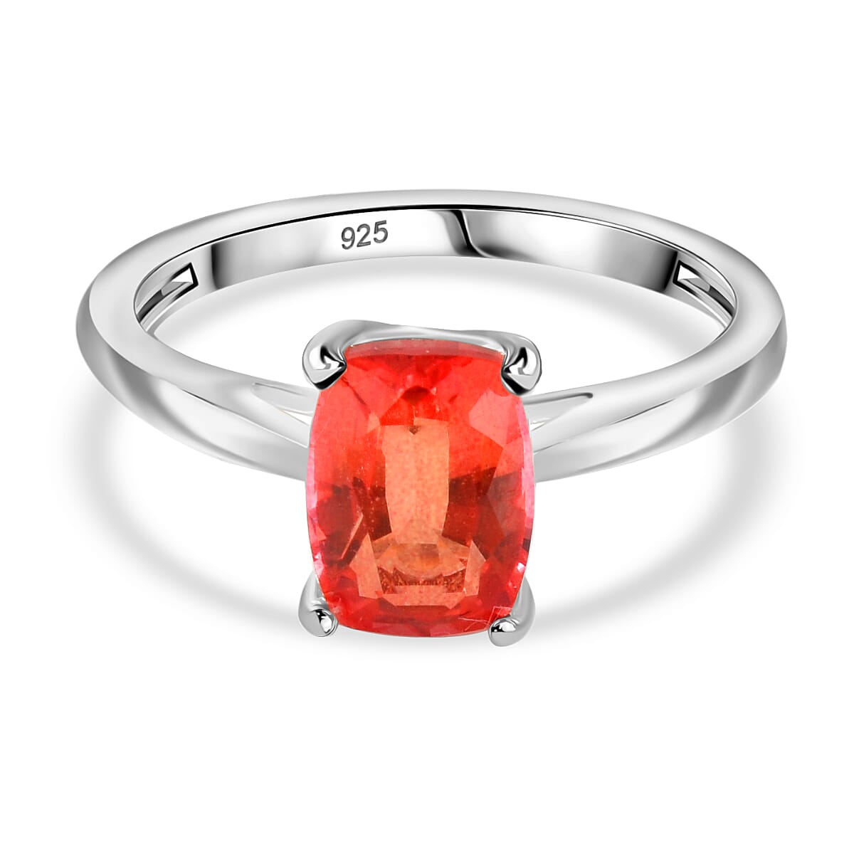Padparadscha Triplet Quartz Solitaire Ring in Sterling Silver 1.82 Ct. 7976736 0