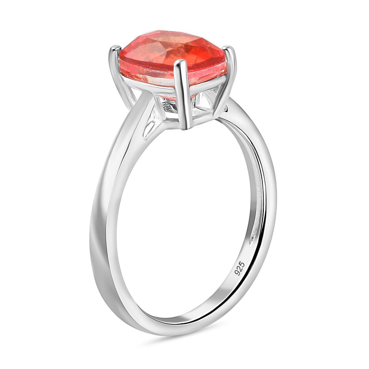 Padparadscha Triplet Quartz Solitaire Ring in Sterling Silver 1.82 Ct. 7976736 2