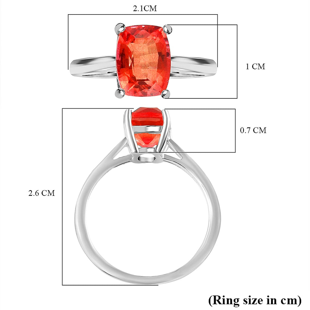 Padparadscha Triplet Quartz Solitaire Ring in Sterling Silver 1.82 Ct.