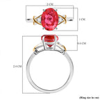 Padparadscha Triplet Quartz & Natural Zircon Ring in 18K Vermeil Yellow Gold Plated & Rhodium Overlay Sterling Silver 2.28 Ct.