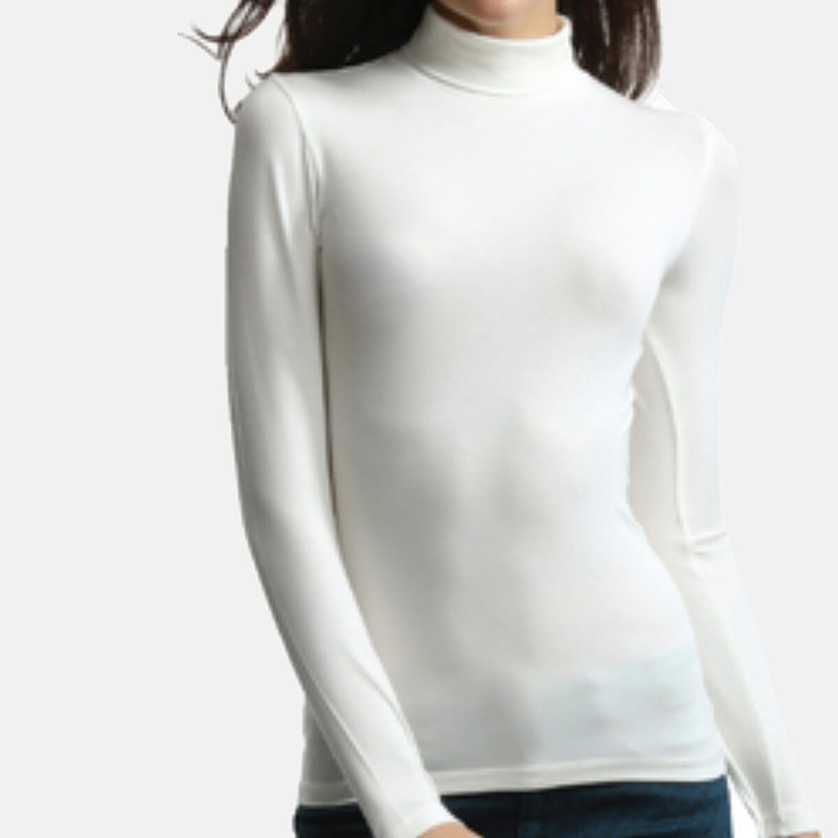 Palms Ladies Long Sleeve Lightweight Turtleneck Top (Size 12) - Ivory V32516827 0
