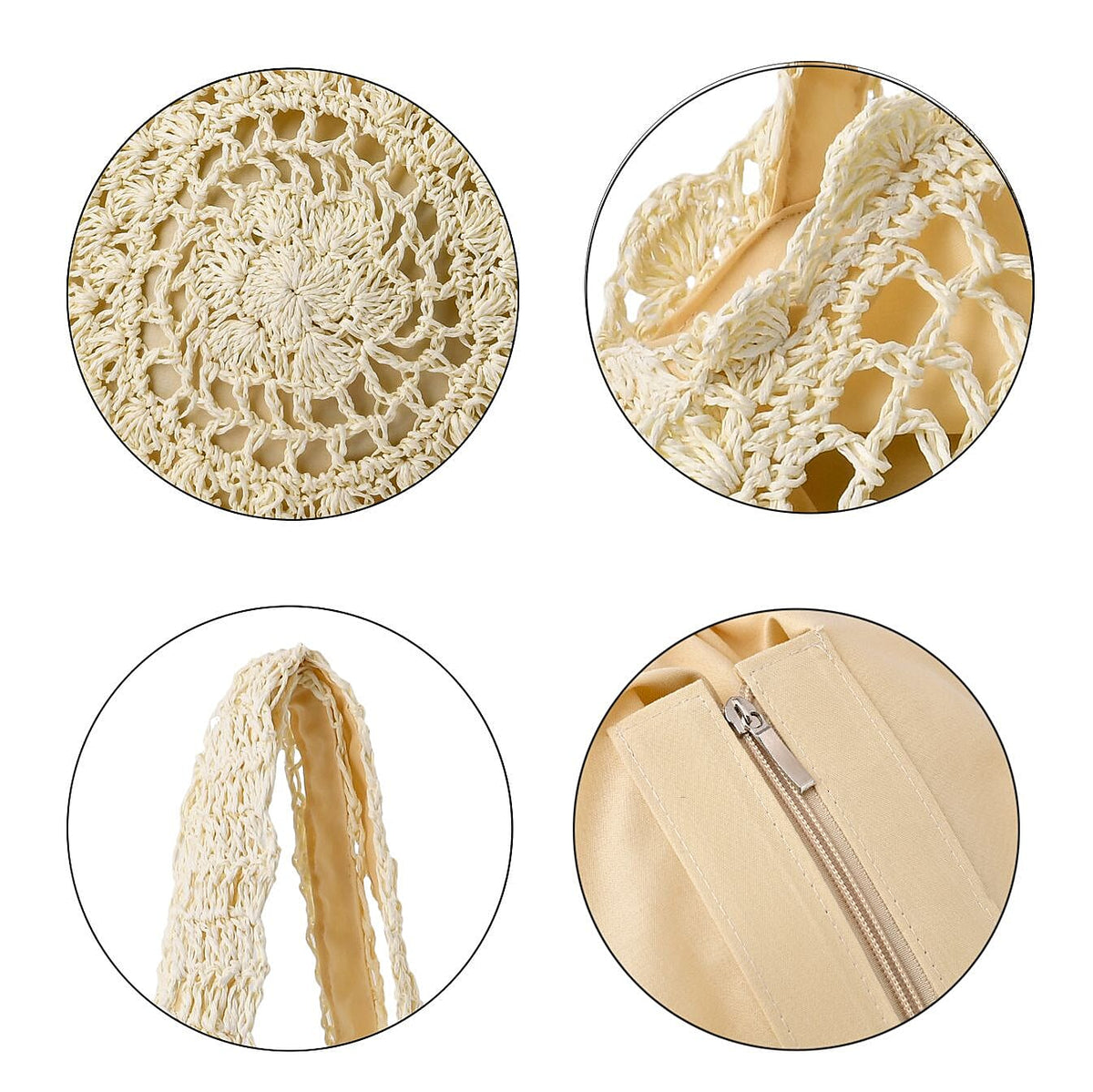 Straw Handknotted Round Tote Bag - White 7283020 5