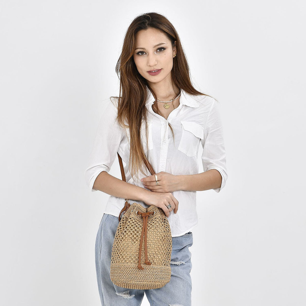 Handwoven Bucket Bag - Coffee 7283025 1