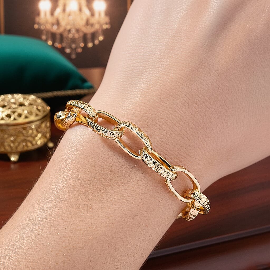 Paperclip Bracelet (Size - 7.5 - 2 Inch Ext) in Yellow Gold Plated 8282947 6