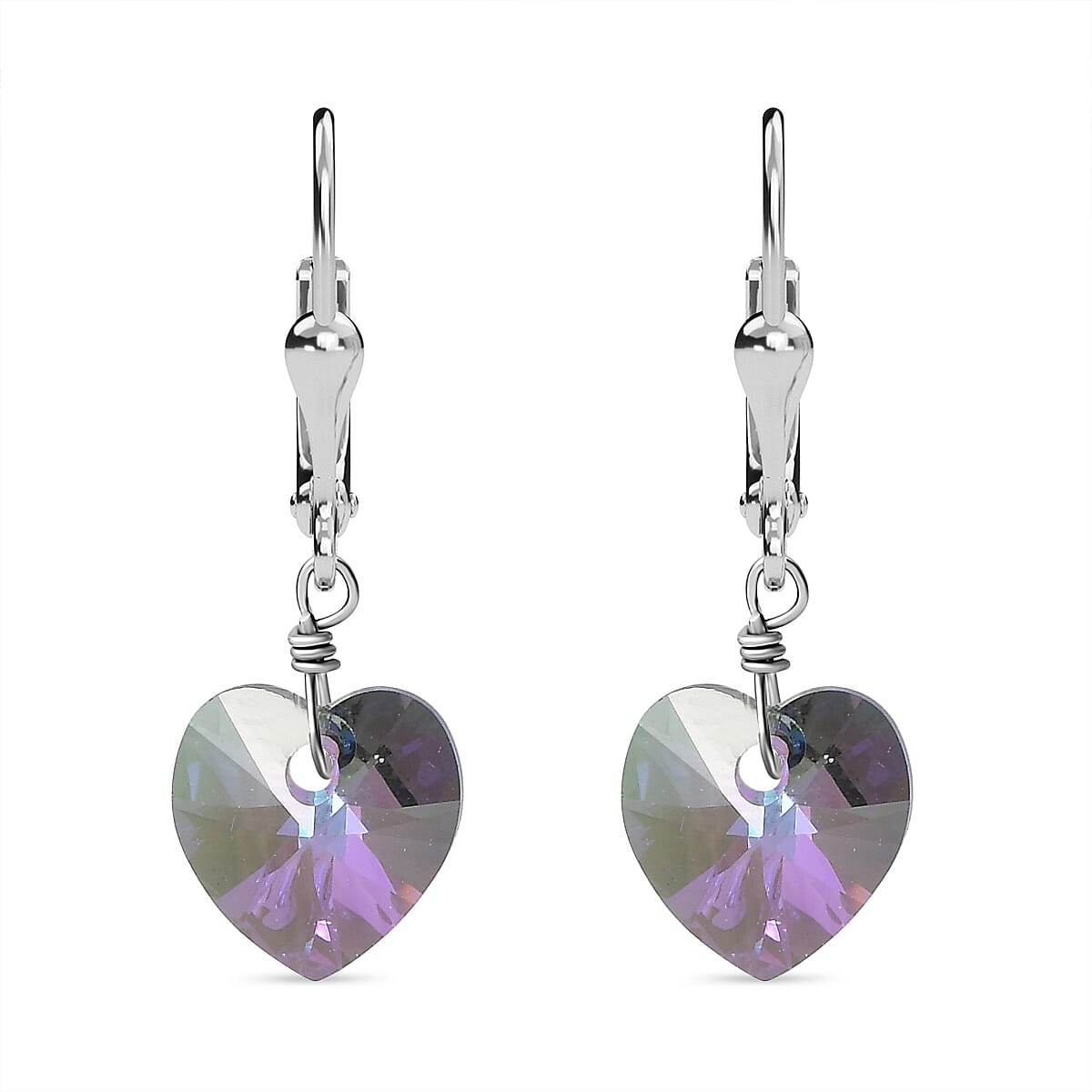 Paradise Shine Finest Crystal Heart Earrings in Platinum Overlay Sterling Silver, 5.370  Ct. 7657821 0