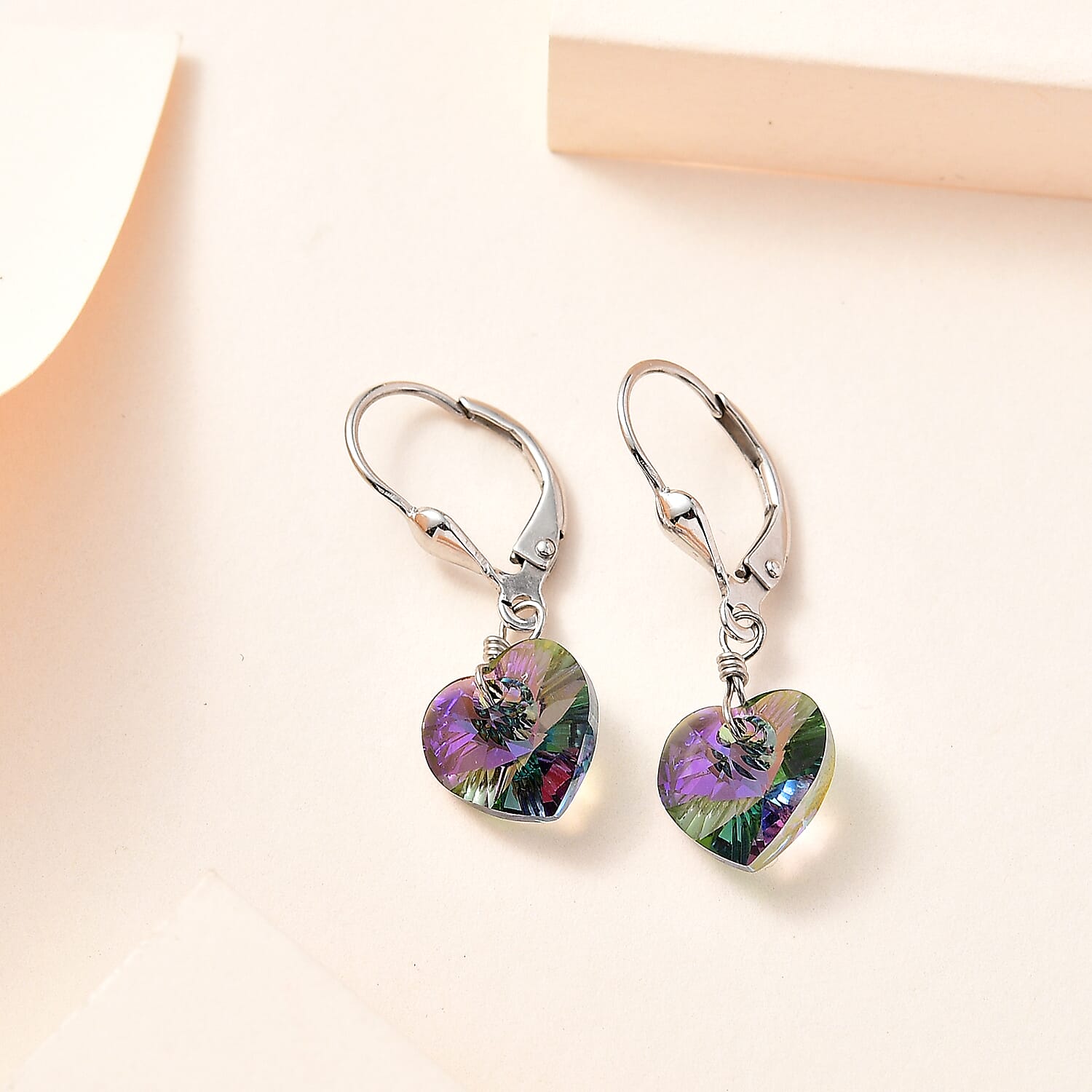 Paradise Shine Finest Crystal Heart Earrings in Platinum Overlay Sterling Silver, 5.370  Ct. 7657821 2