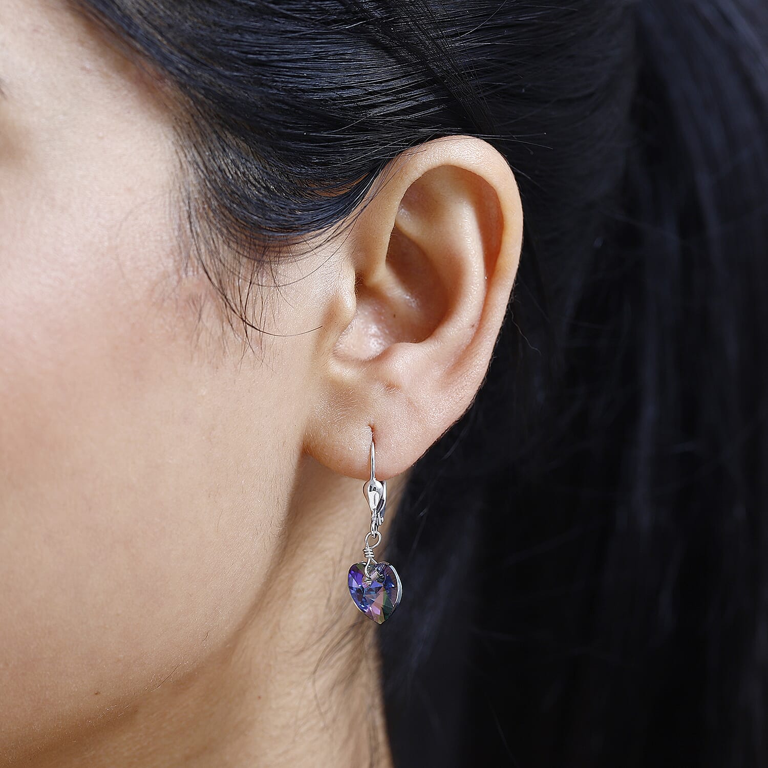 Paradise Shine Finest Crystal Heart Earrings in Platinum Overlay Sterling Silver, 5.370  Ct. 7657821 3