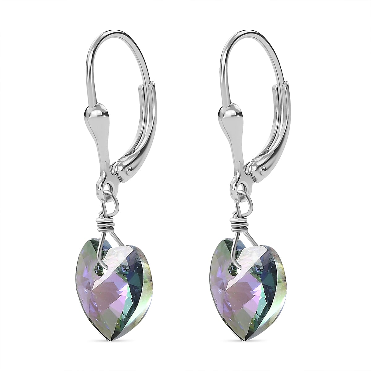 Paradise Shine Finest Crystal Heart Earrings in Platinum Overlay Sterling Silver, 5.370  Ct. 7657821 4
