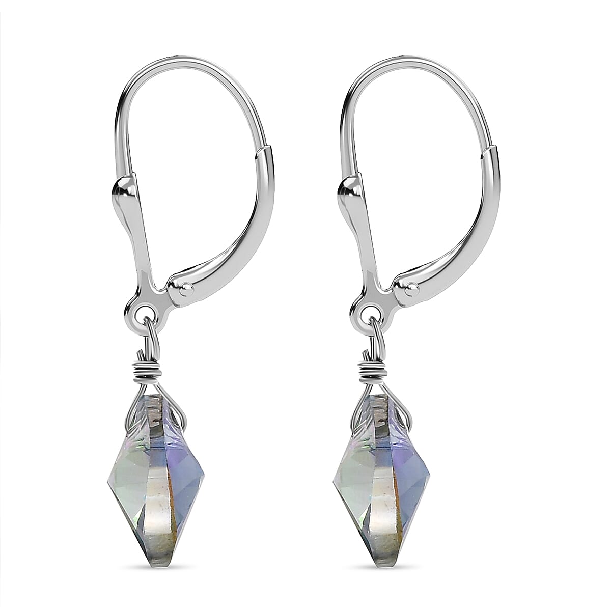 Paradise Shine Finest Crystal Heart Earrings in Platinum Overlay Sterling Silver, 5.370  Ct. 7657821 5