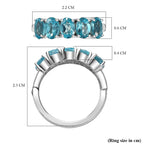Blue Lagoon Apatite  5 Stone Ring in Rhodium Overlay Sterling Silver  2.250 Ct.