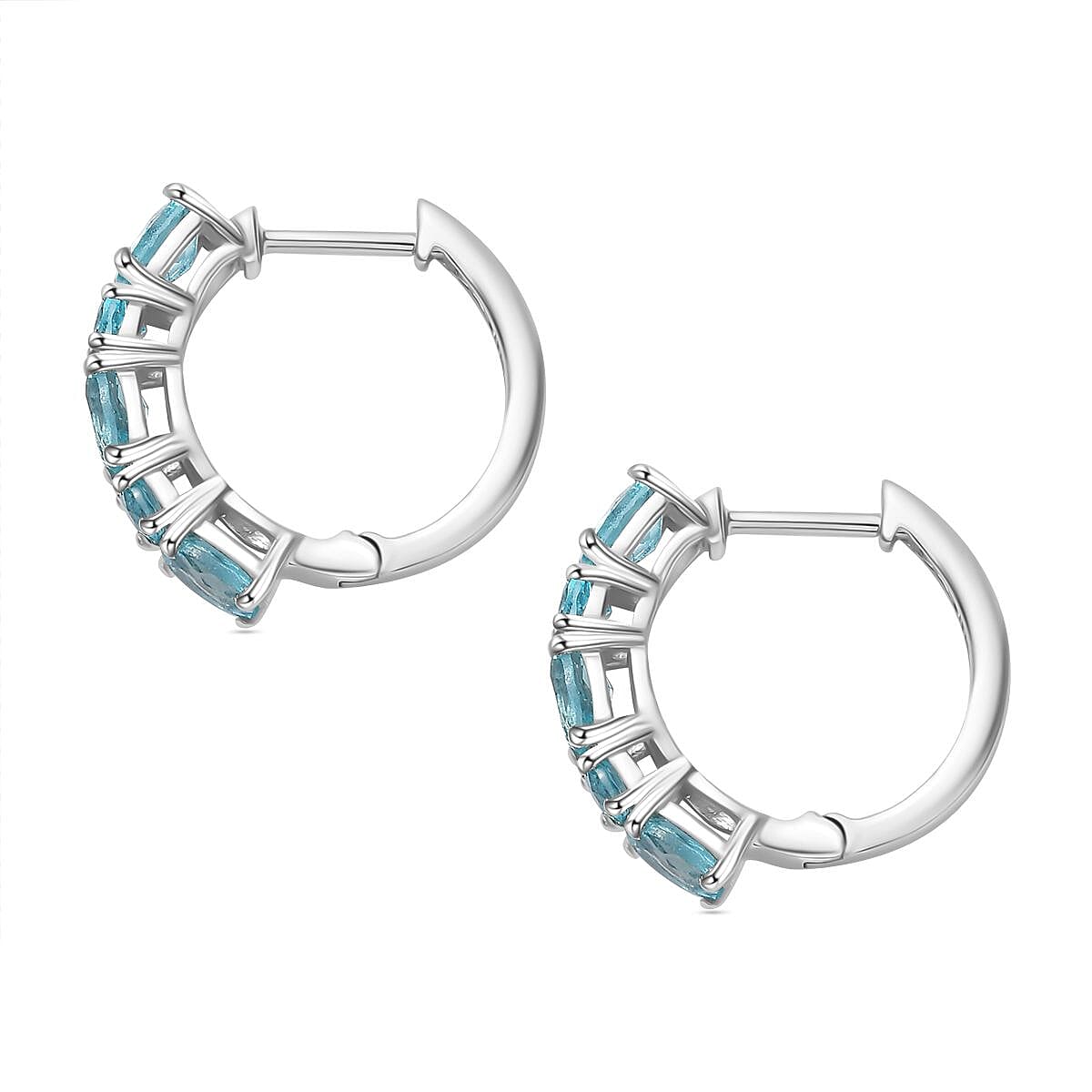 Paraiba Apatite Half Hoop Earring in Rhodium Overlay Sterling Silver  2.832  Ct. 7796784 4