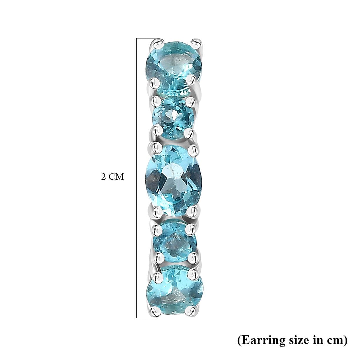 Paraiba Apatite Half Hoop Earring in Rhodium Overlay Sterling Silver  2.832  Ct. 7796784 5