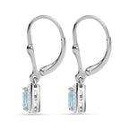 Blue Lagoon Apatite & Natural Zircon Stud Earrings With Lever Back in Rhodium Overlay Sterling Silver