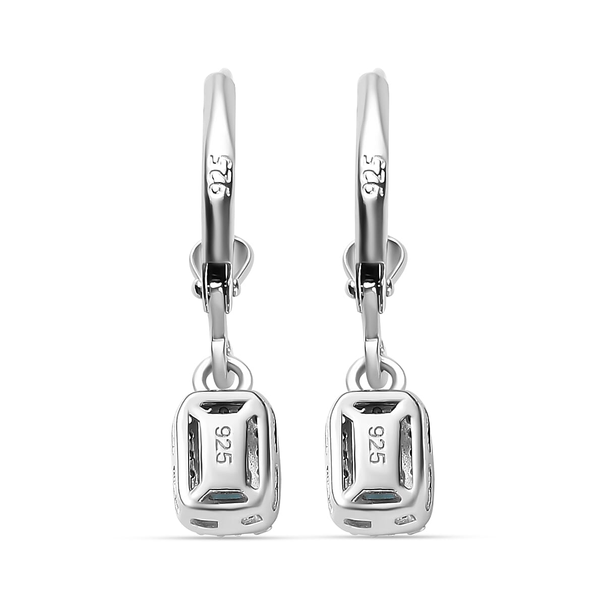 Blue Lagoon Apatite &amp; Natural Zircon Stud Earrings With Lever Back in Rhodium Overlay Sterling Silver 7827161 6