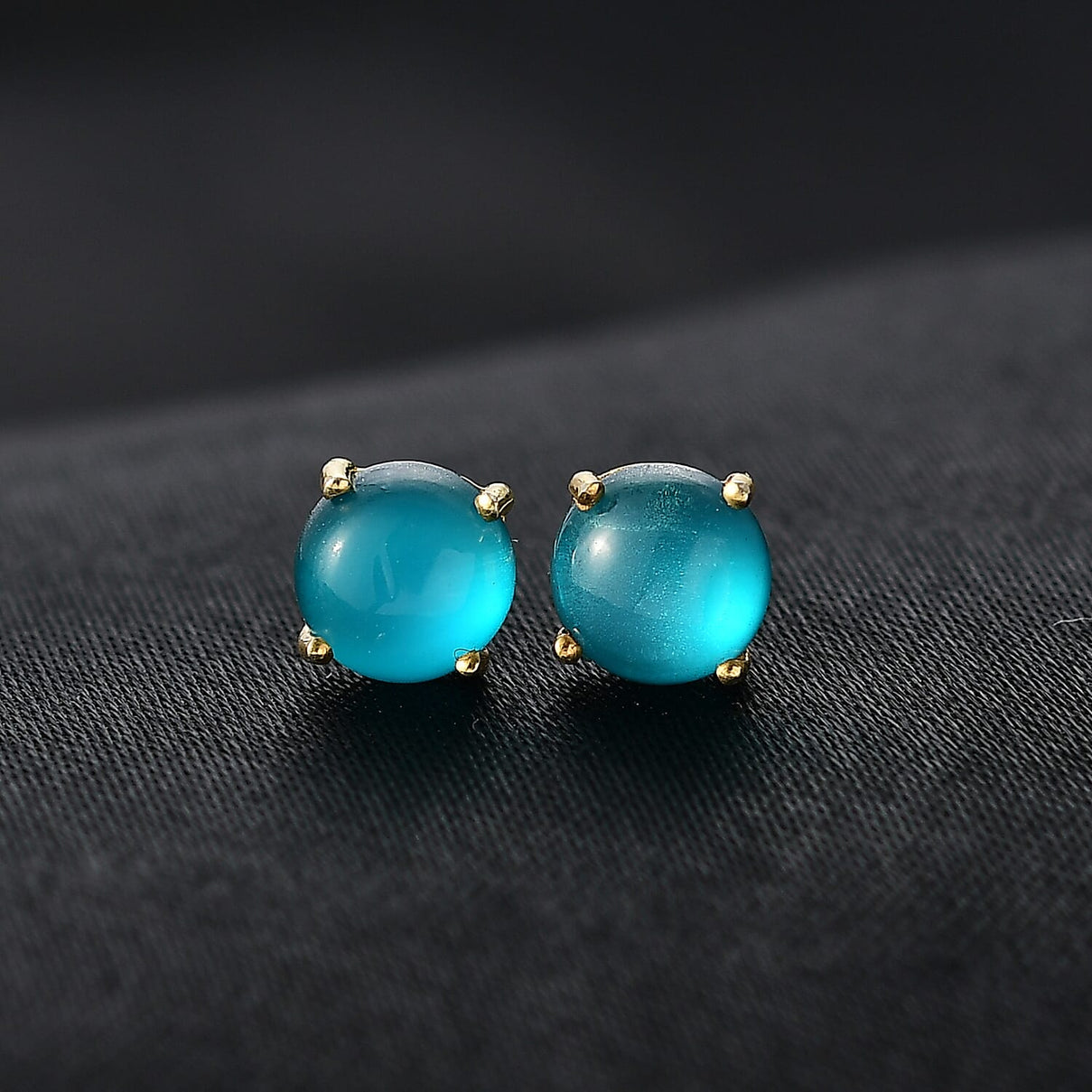 D'Joy Paraiba Moonstone Solitaire Stud Push Post Earring in Yellow Gold Plated Sterling Silver 2.00 Ct. 8324753 2