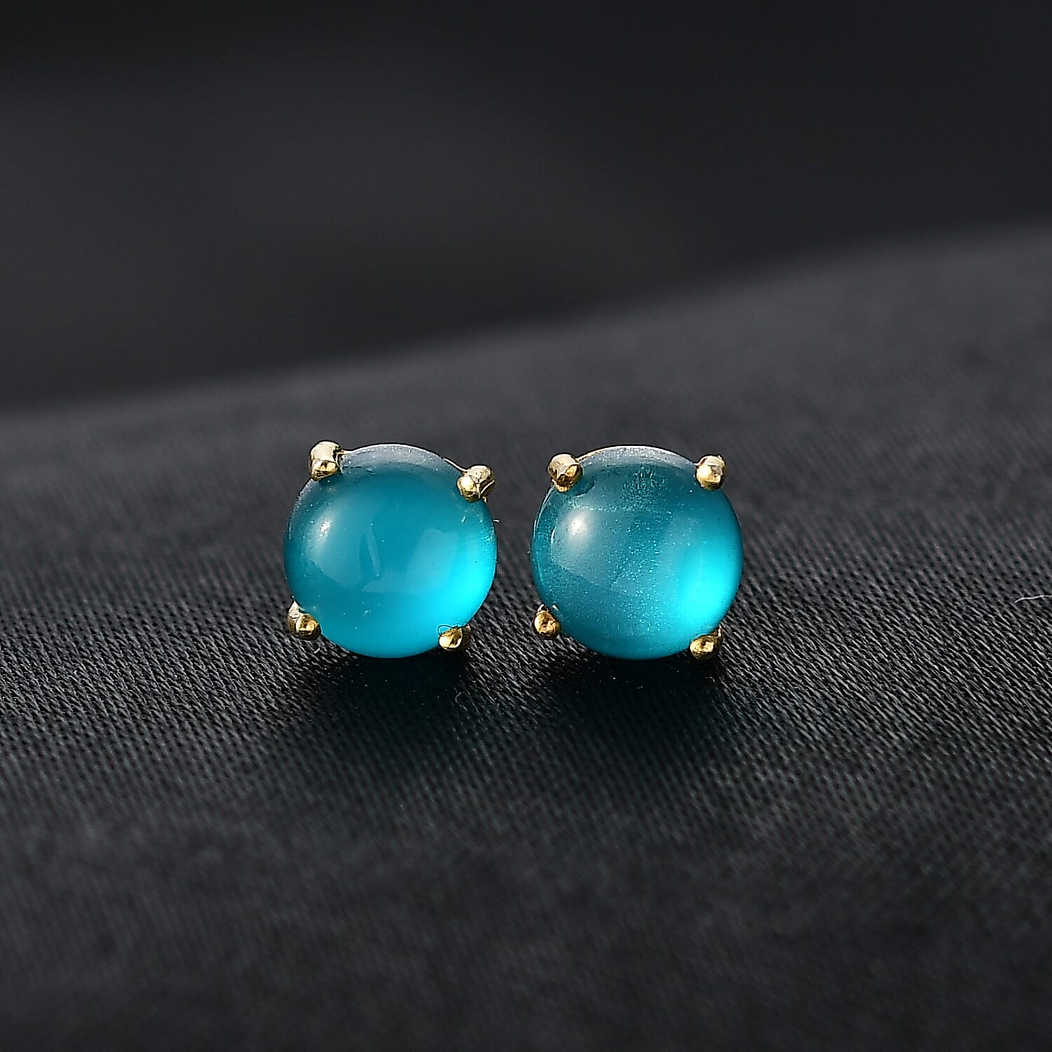 D'Joy Paraiba Moonstone Solitaire Stud Push Post Earring in Yellow Gold Plated Sterling Silver 2.00 Ct. 8324753 2