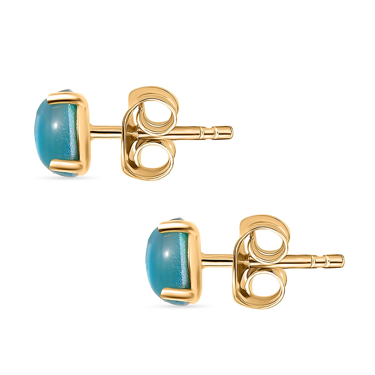 D'Joy Paraiba Moonstone Solitaire Stud Push Post Earring in Yellow Gold Plated Sterling Silver 2.00 Ct. 8324753 4
