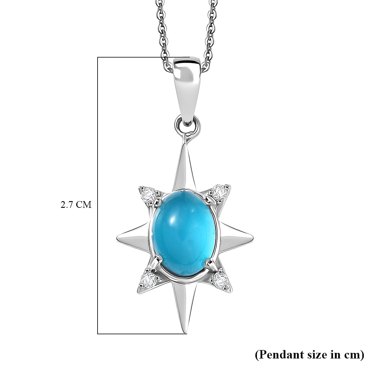 D'Joy Paraiba Moonstone &amp; White Zircon Pendant with Chain (Size 20) in Platinum Overlay Sterling Silver 1.82 Ct. 4436678 6
