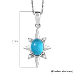 D'Joy Paraiba Moonstone & White Zircon Pendant with Chain (Size 20) in Platinum Overlay Sterling Silver 1.82 Ct.