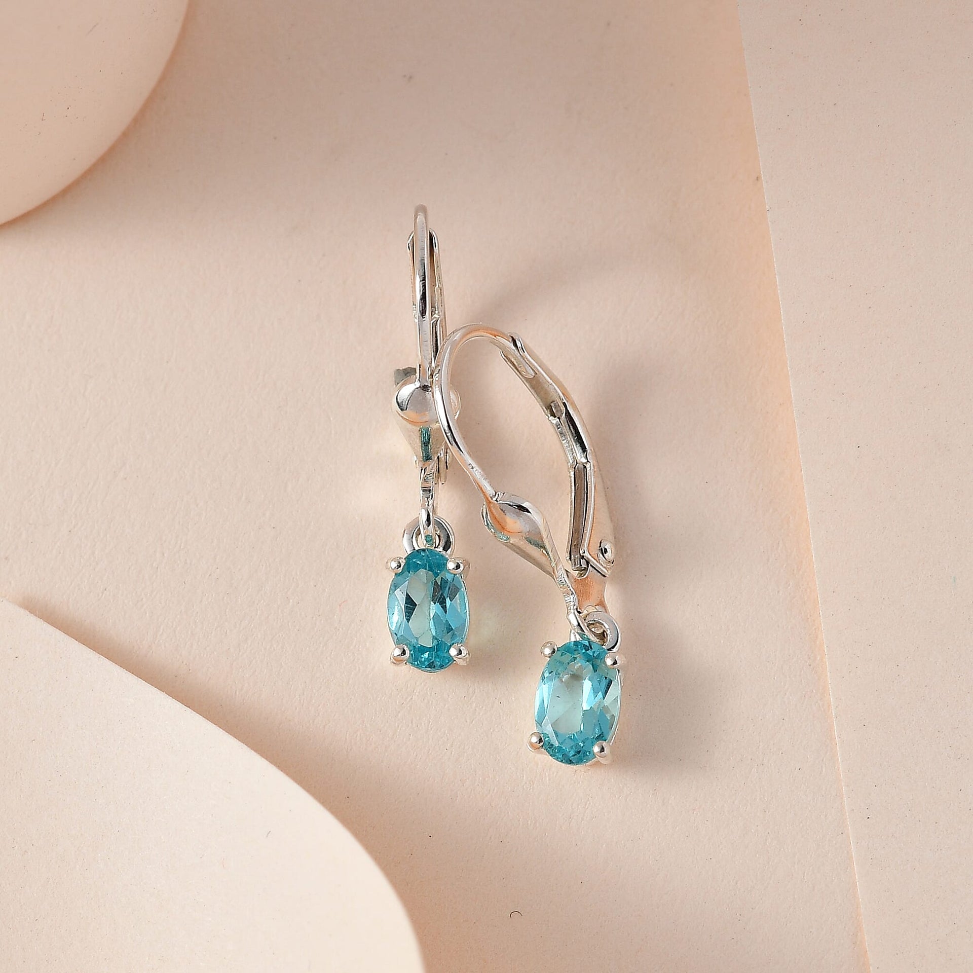 Paraibe Apatite Solitaire Earrings in Sterling Silver, 1ct. 3691680 2