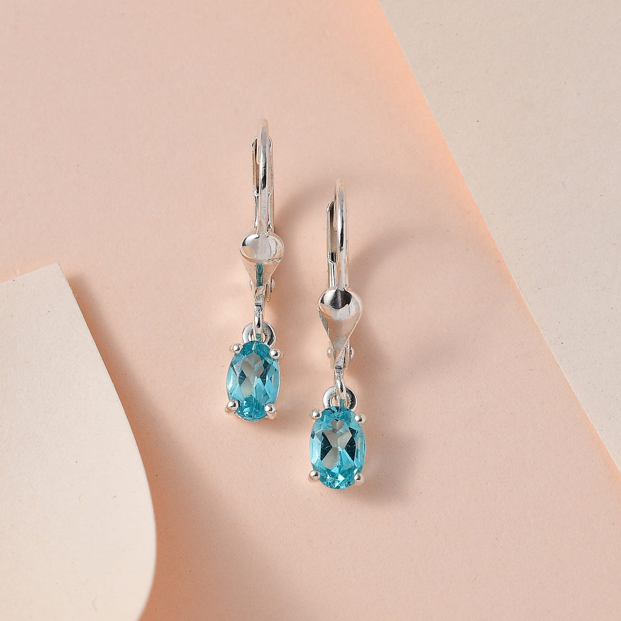 Paraibe Apatite Solitaire Earrings in Sterling Silver, 1ct. 3691680 3