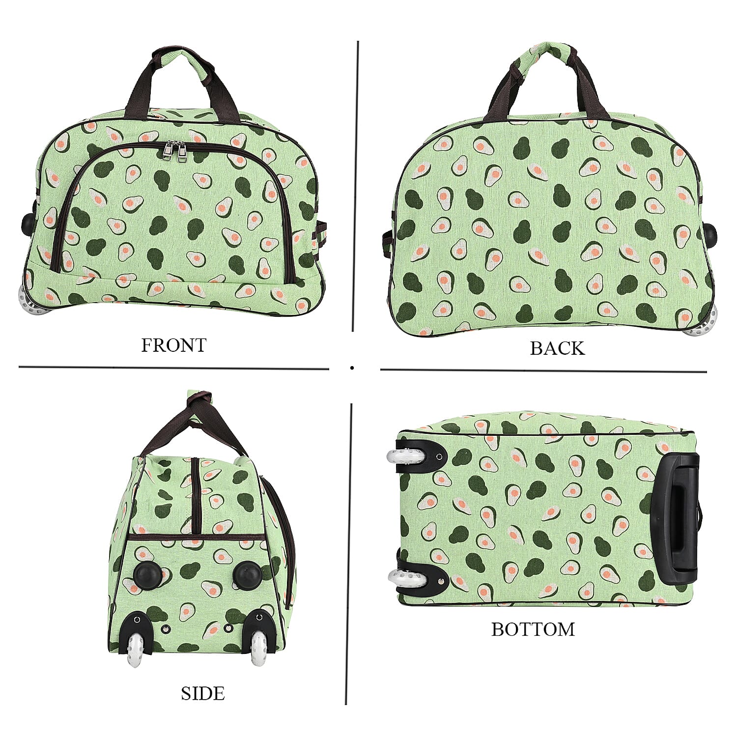 Avocado Printed Travel Bag with Adjustable Handle (Size 50x28x30 cm) - Green 7845175 4