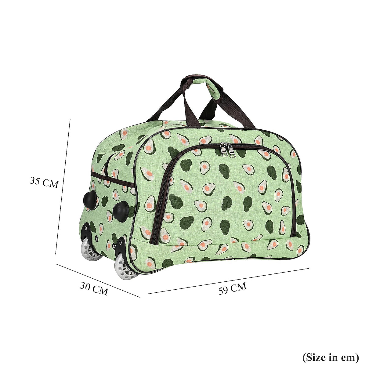 Avocado Printed Travel Bag with Adjustable Handle (Size 50x28x30 cm) - Green 7845175 7