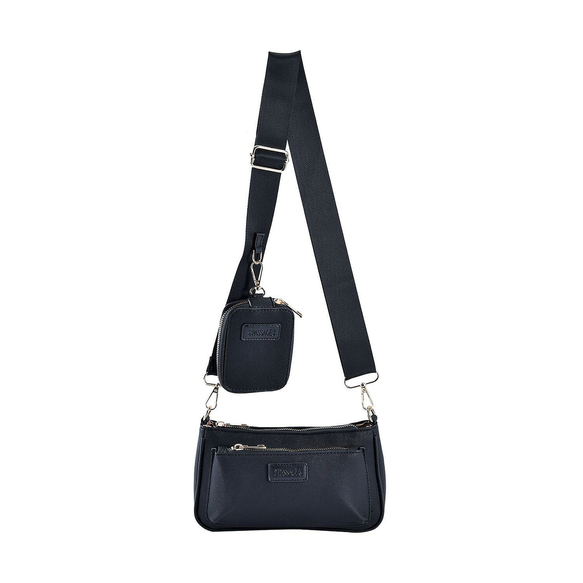 Passage - Faux Leather Crossbody Bag with RFID Protection and Removable Coin Pouch - Black 7139805 0