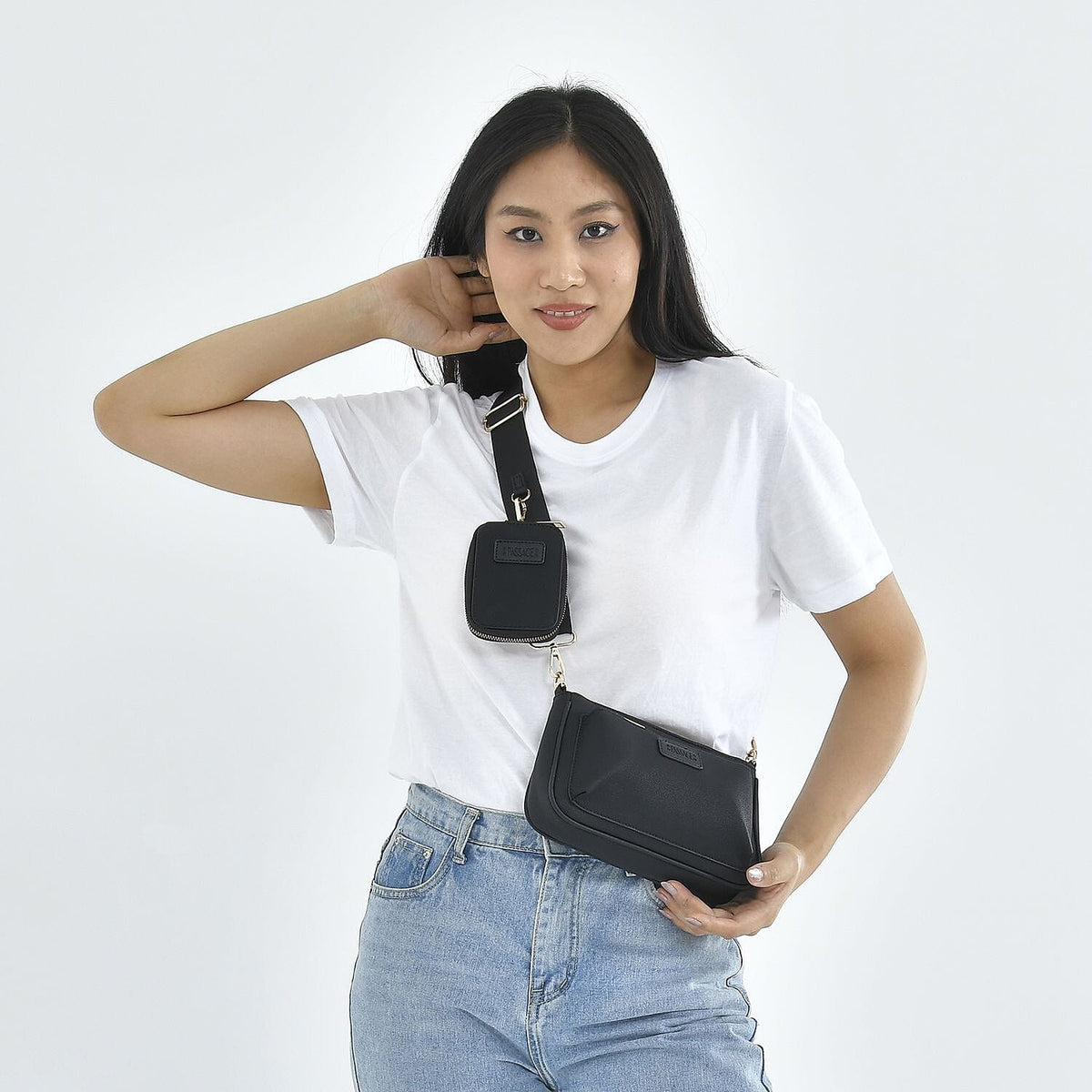 Passage - Faux Leather Crossbody Bag with RFID Protection and Removable Coin Pouch - Black 7139805 1