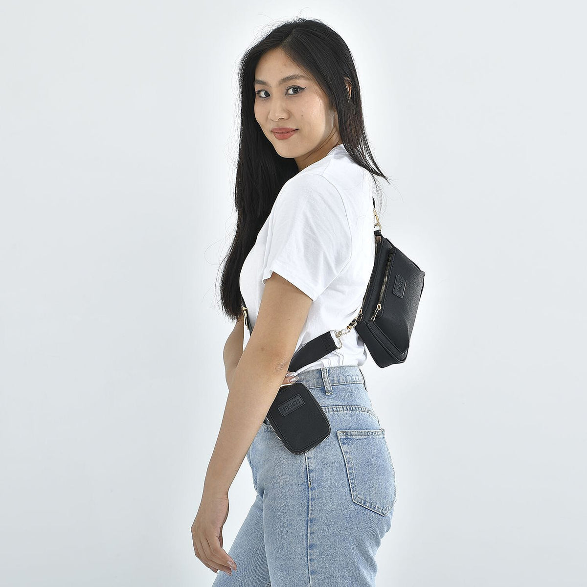 Passage - Faux Leather Crossbody Bag with RFID Protection and Removable Coin Pouch - Black 7139805 2