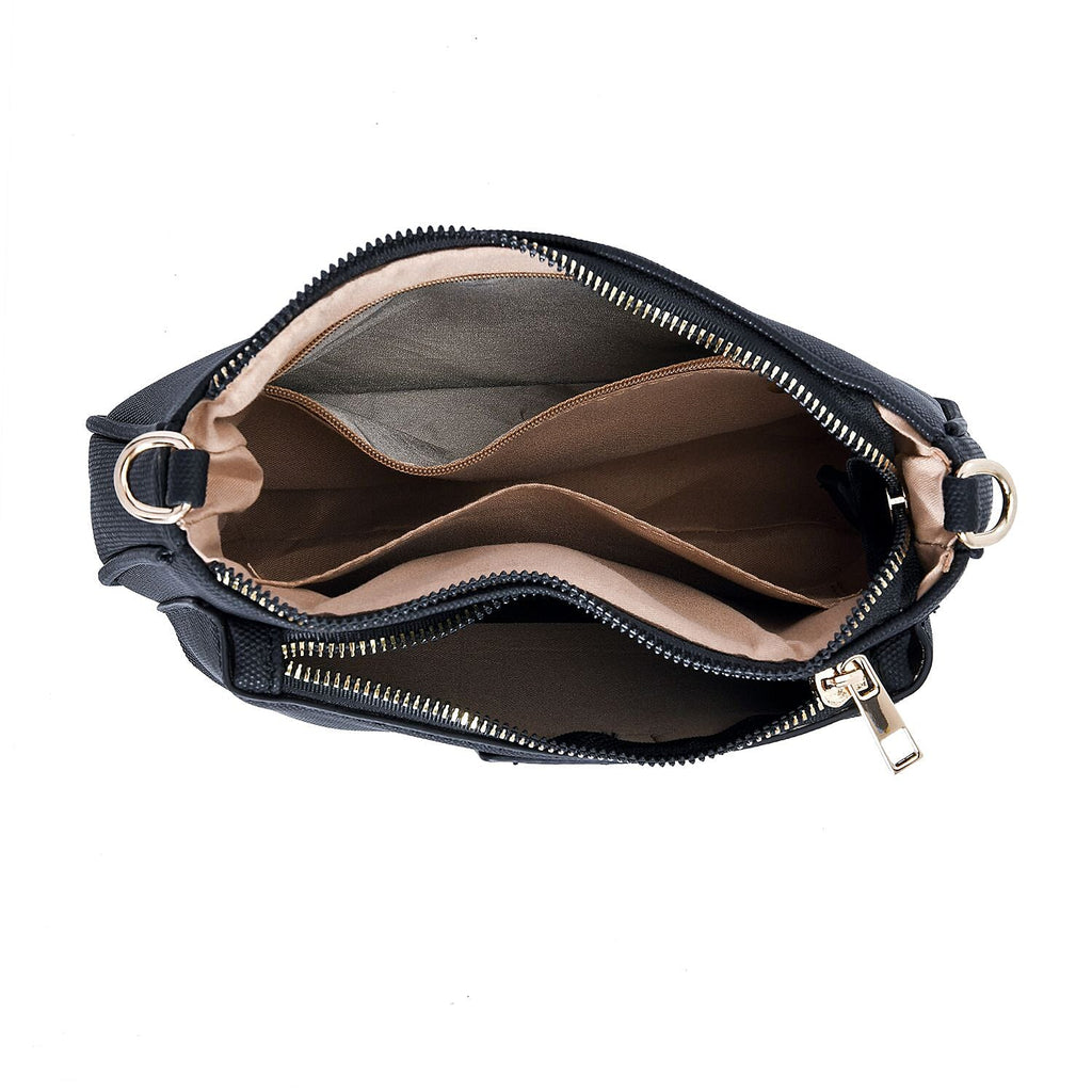 Passage - Faux Leather Crossbody Bag with RFID Protection and Removable Coin Pouch - Black