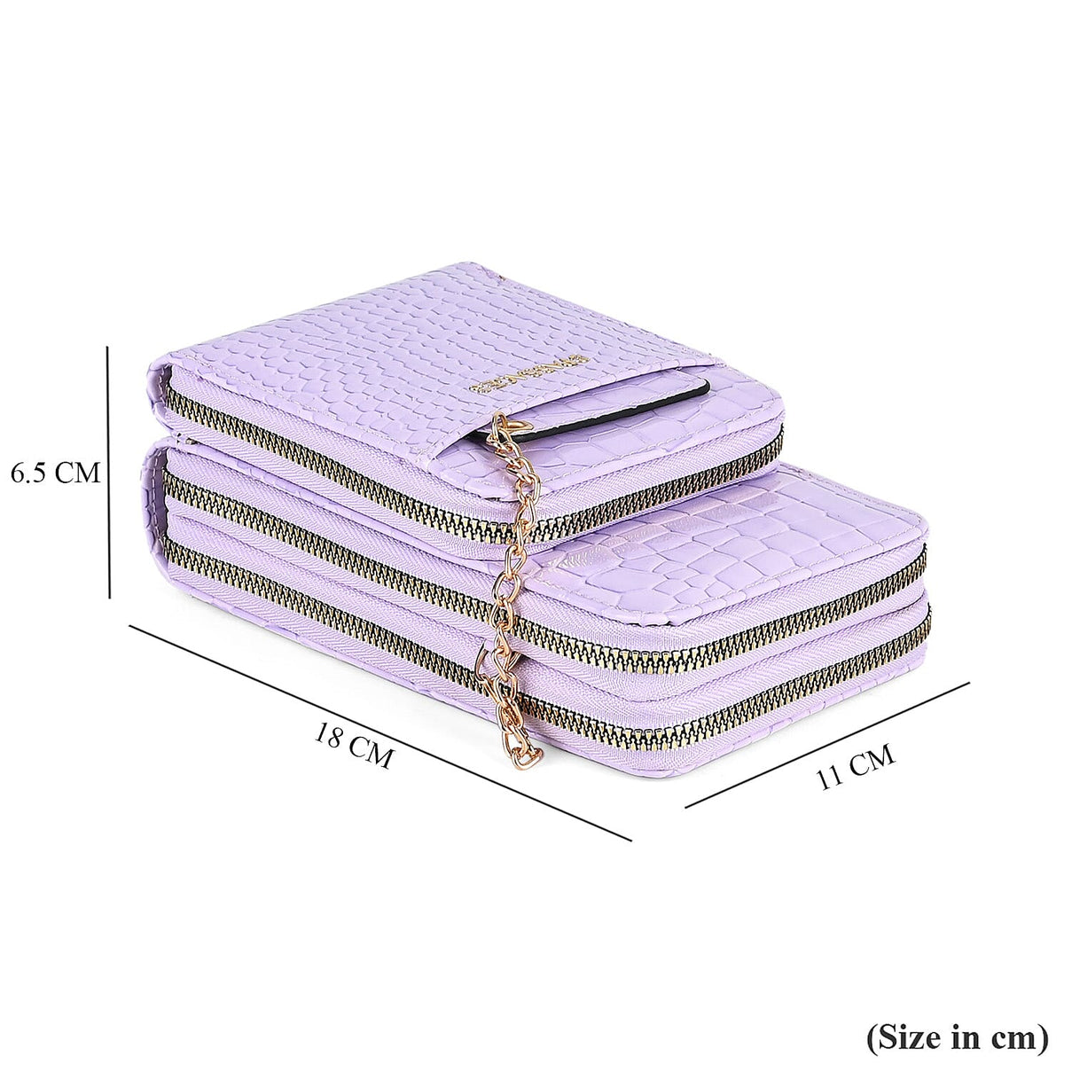 Passage Embossed Crocodile Pattern Crossbody Bag with Card Slot &amp; Shoulder Strap - Lavender 7862333 5