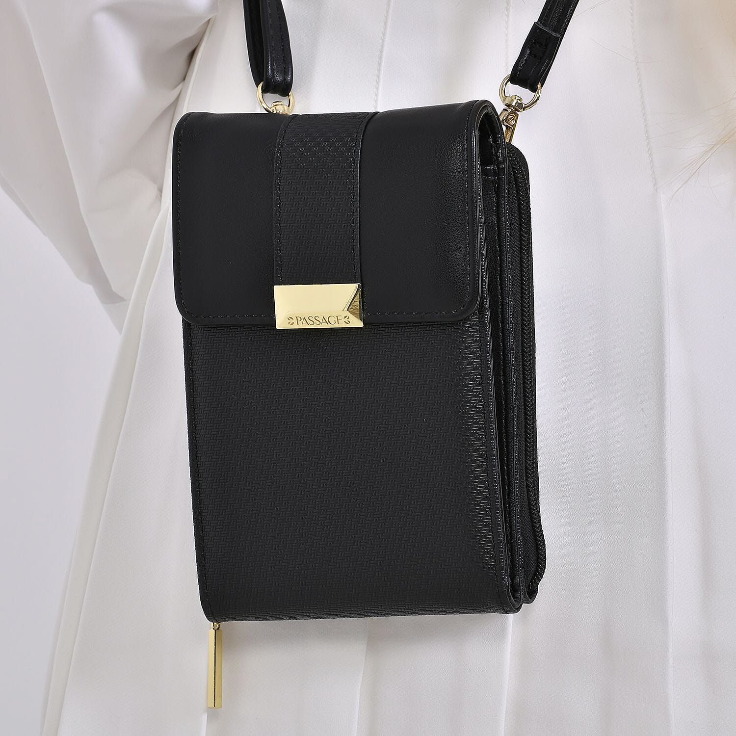 Passage PU Patterned Crossbody Bag - Black 7656360 2