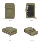 Compact Crossbody Bag with Detachable Card Holder (Size 18x6x11 cm) - Olive