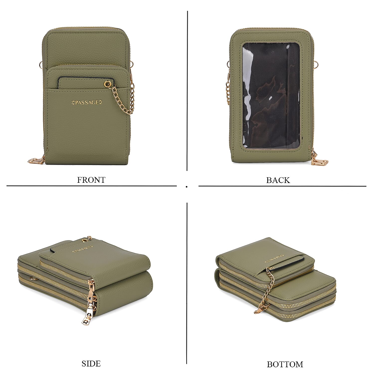 Compact Crossbody Bag with Detachable Card Holder (Size 18x6x11 cm) - Olive 7861638 7