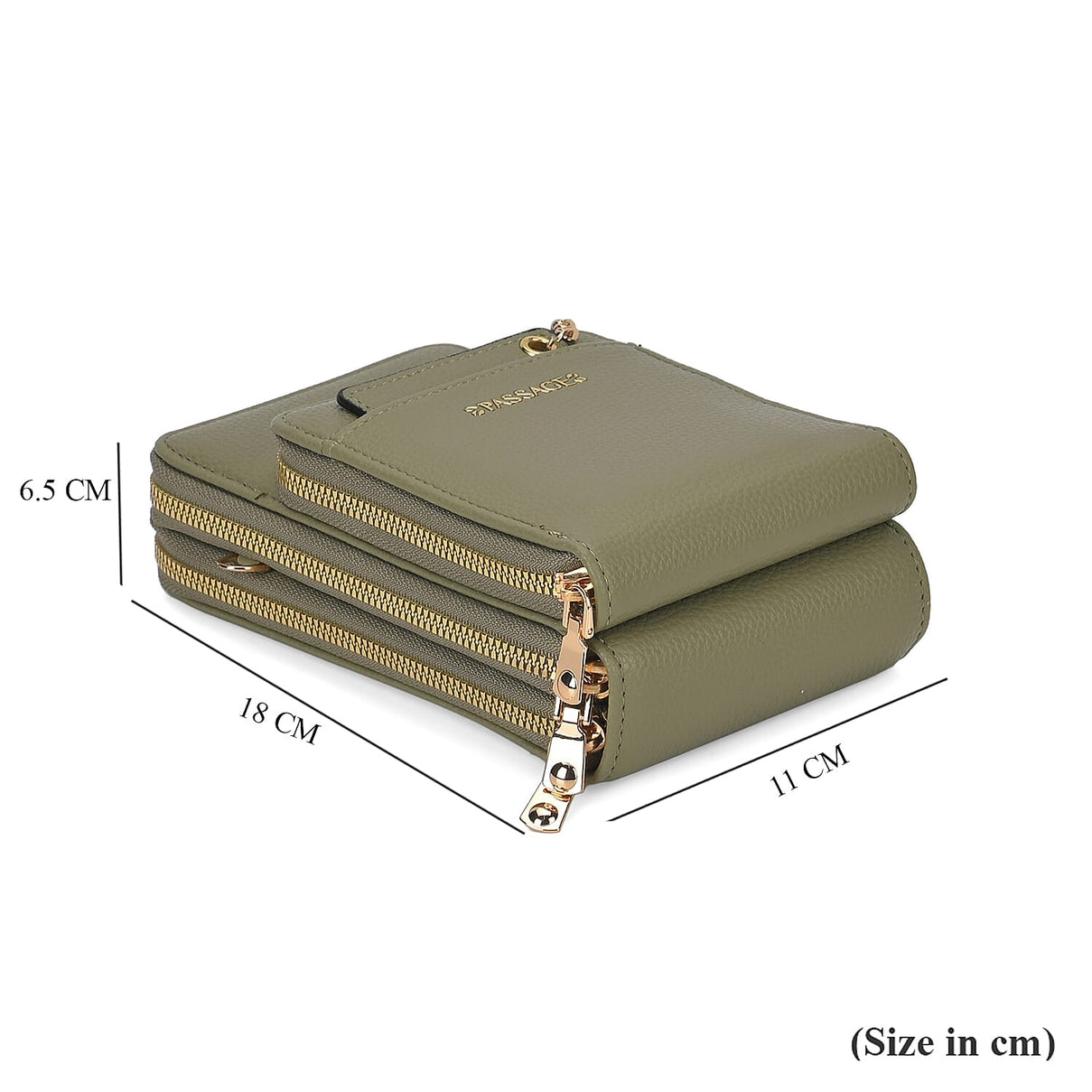 Compact Crossbody Bag with Detachable Card Holder (Size 18x6x11 cm) - Olive 7861638 11