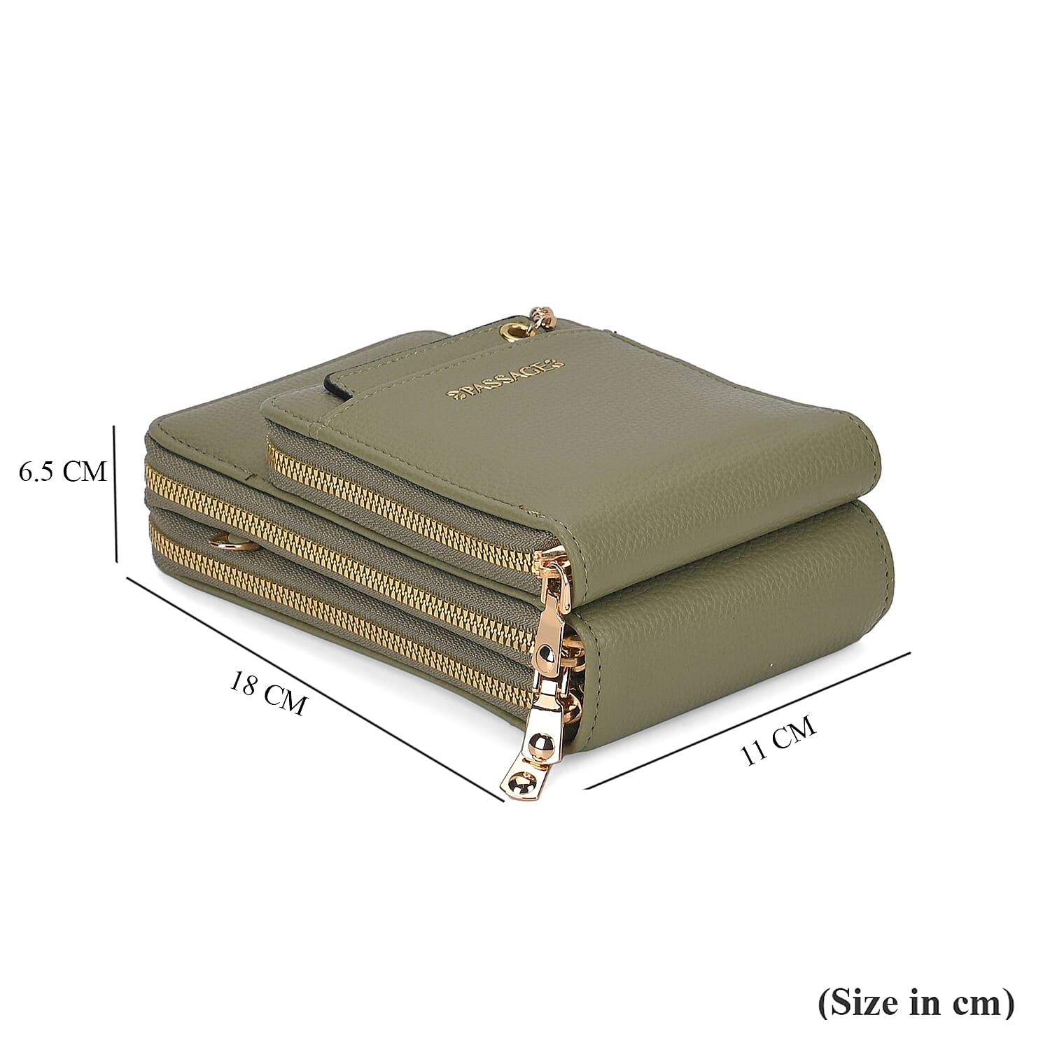 Compact Crossbody Bag with Detachable Card Holder (Size 18x6x11 cm) - Olive 7861638 11