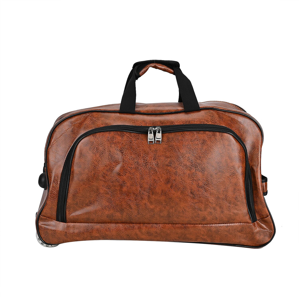 Passage Leatherette Travel Bag with Adjustable Handle - Wheel - Dark Brown