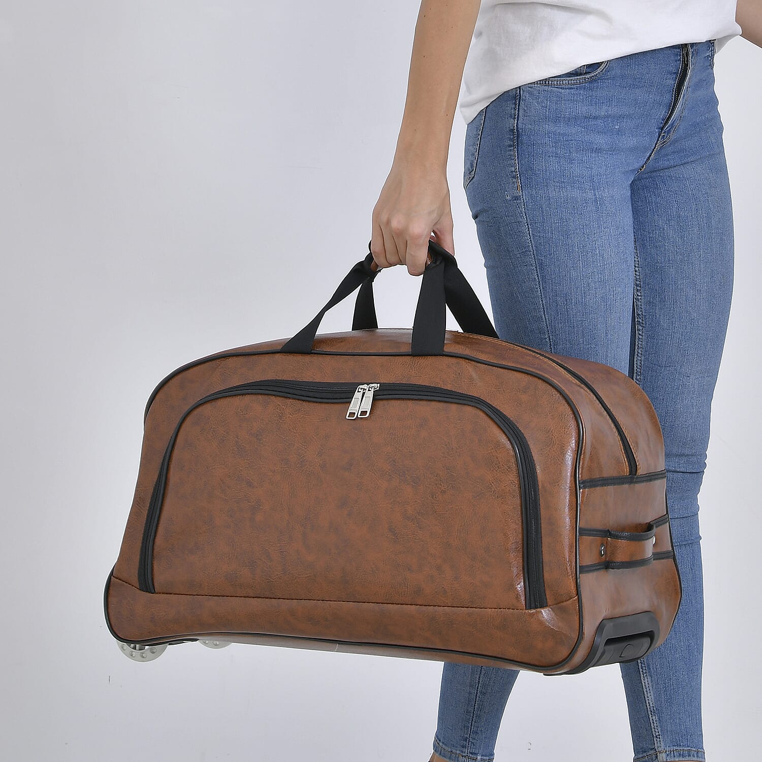 Passage Leatherette Travel Bag with Adjustable Handle - Wheel - Dark Brown 7845098 3