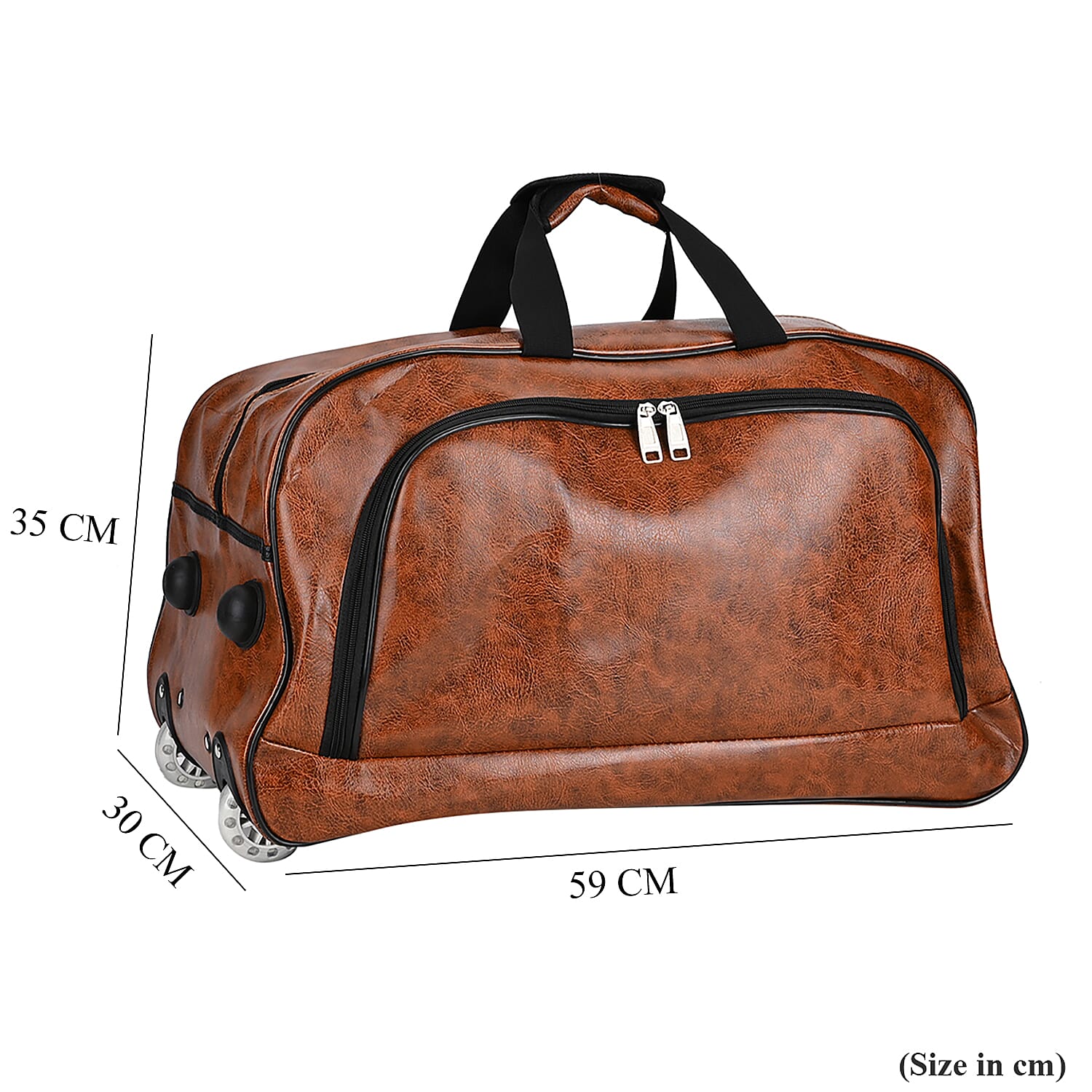 Passage Leatherette Travel Bag with Adjustable Handle - Wheel - Dark Brown 7845098 7