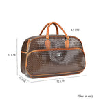 Passage Leatherette Woven Pattern Travel Croosbody Bag with Handle Drop - Coffee