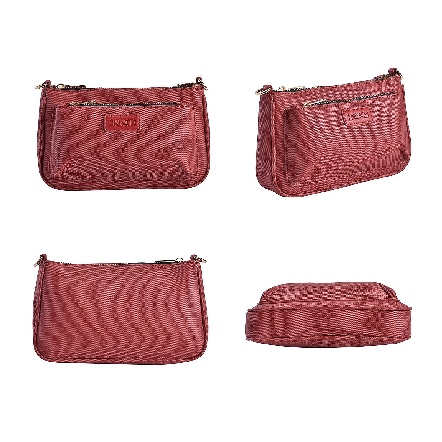 PASSAGE Polyurethane Patterned Crossbody Bag with a Coin Pouch - Burgundy 7139036 2