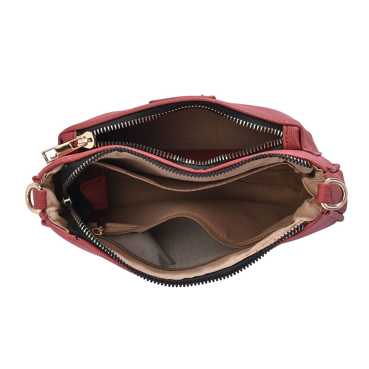 PASSAGE Polyurethane Patterned Crossbody Bag with a Coin Pouch - Burgundy 7139036 4