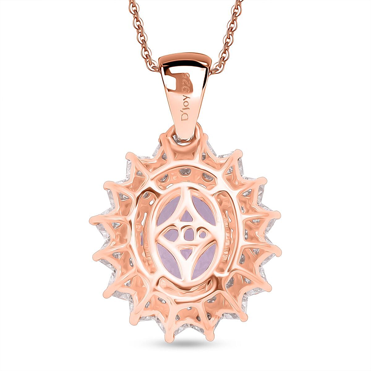 Patroke Kunzite &amp; Moissanite Pendant with Chain (Size 20) in 18K Vermeil Rose Gold Plated Sterling Silver 4.80 Ct. V32516213 5