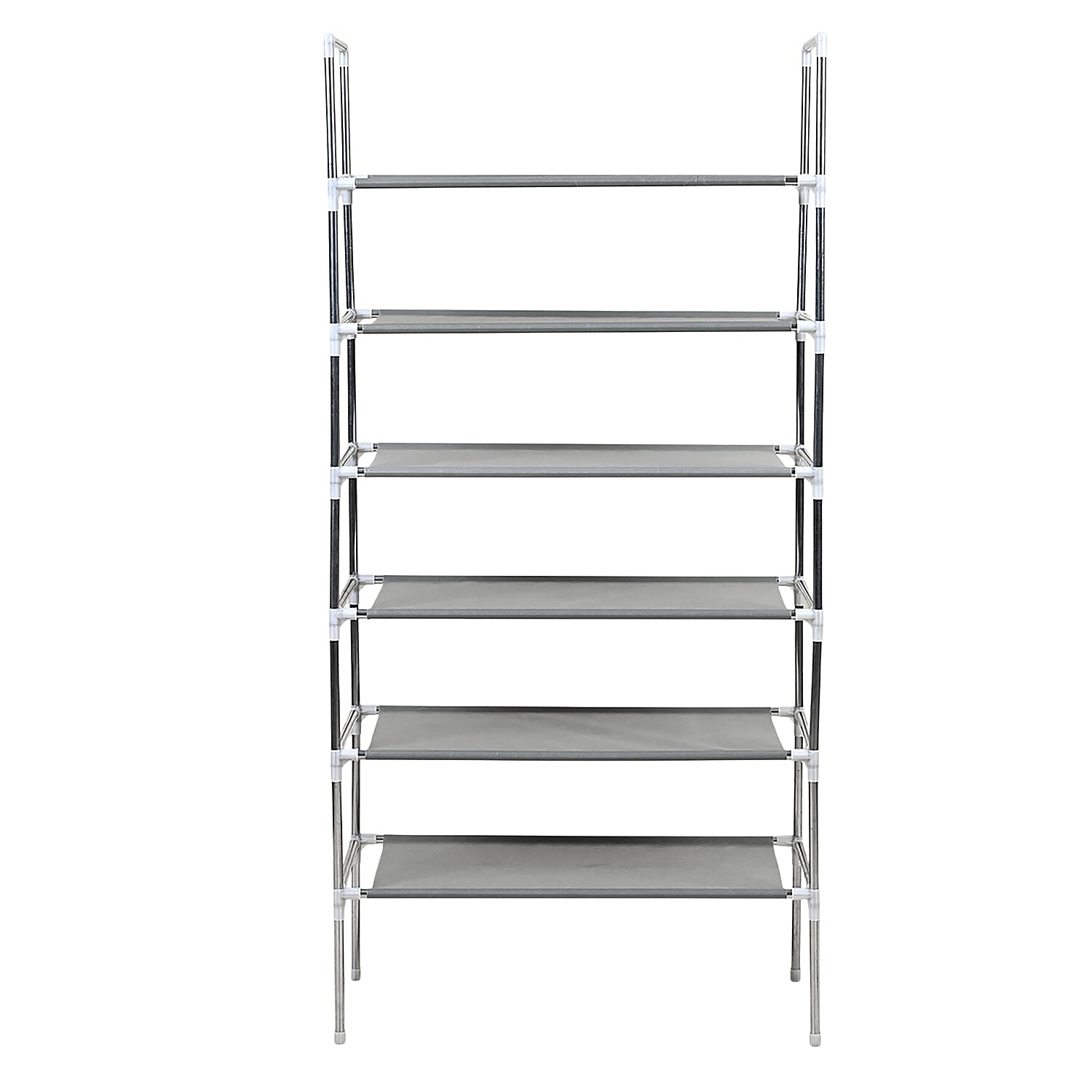6-Tier Metal &amp; Fabric Multi-Purpose Storage Shelf Rack (60x28x120cm) - Grey &amp; White 8196354 0