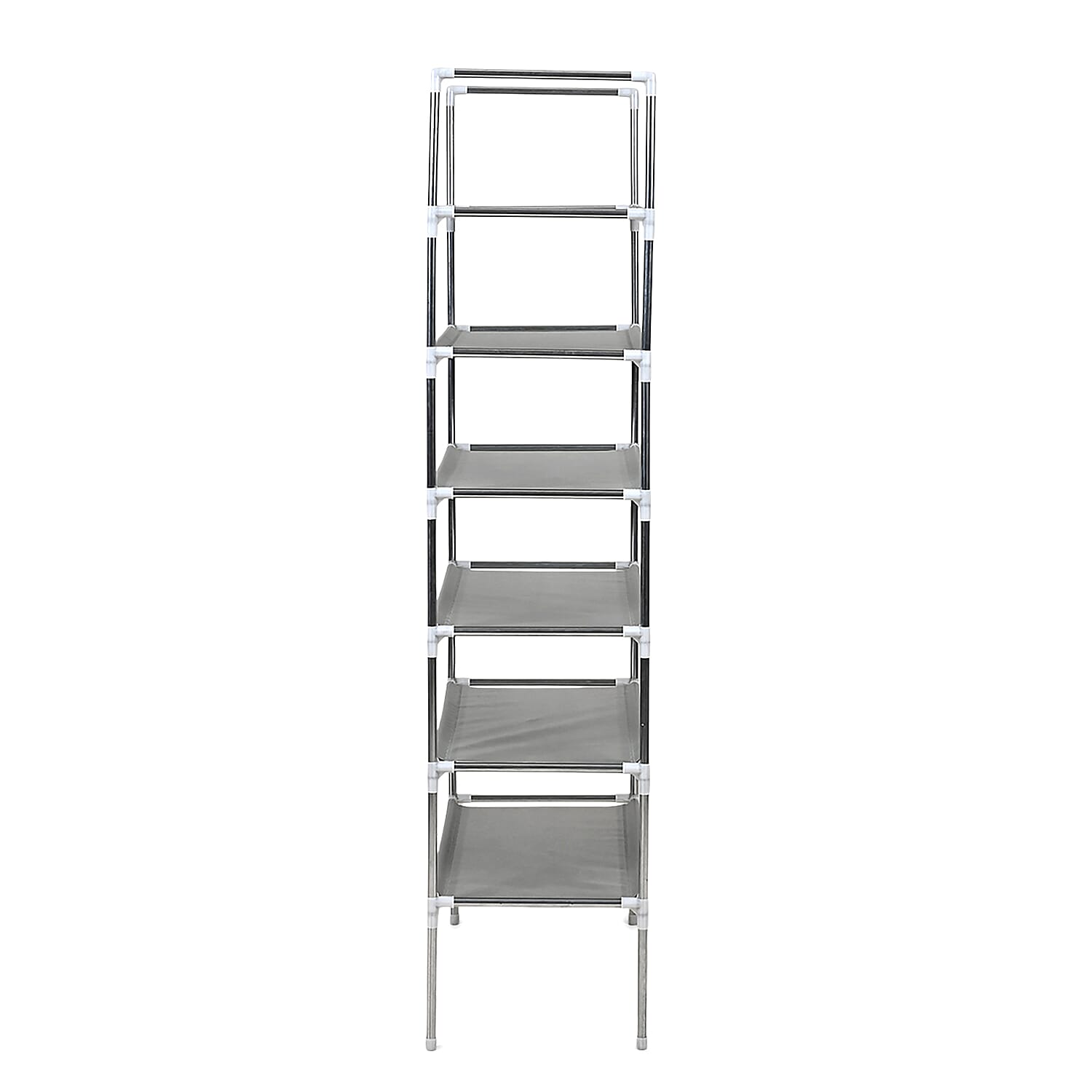 6-Tier Metal &amp; Fabric Multi-Purpose Storage Shelf Rack (60x28x120cm) - Grey &amp; White 8196354 3