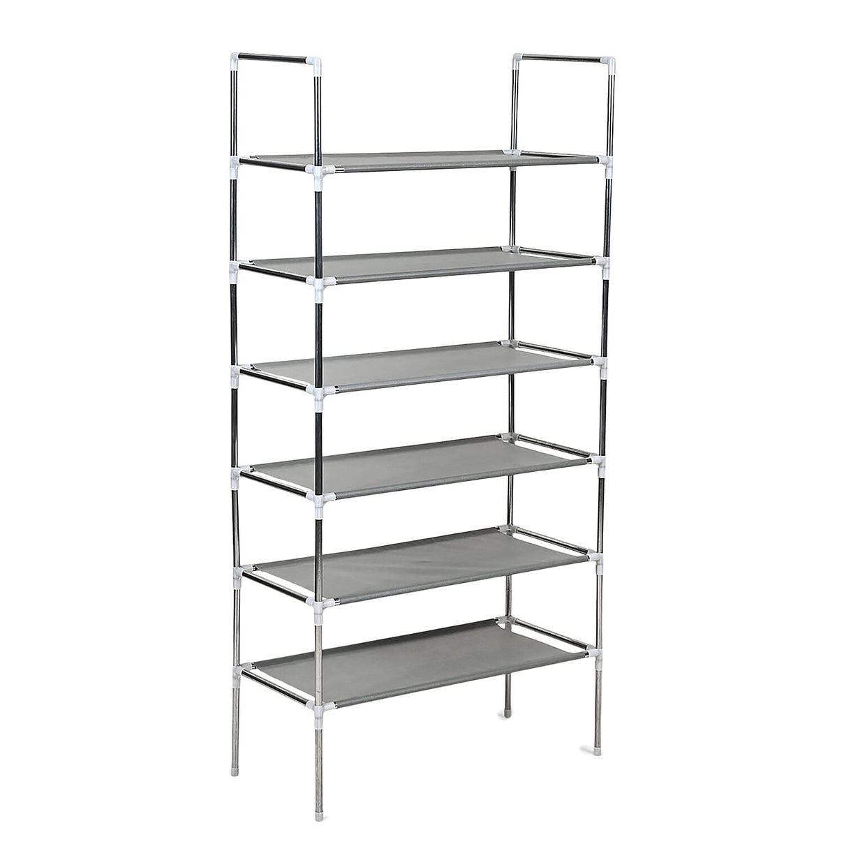 6-Tier Metal &amp; Fabric Multi-Purpose Storage Shelf Rack (60x28x120cm) - Grey &amp; White 8196354 4