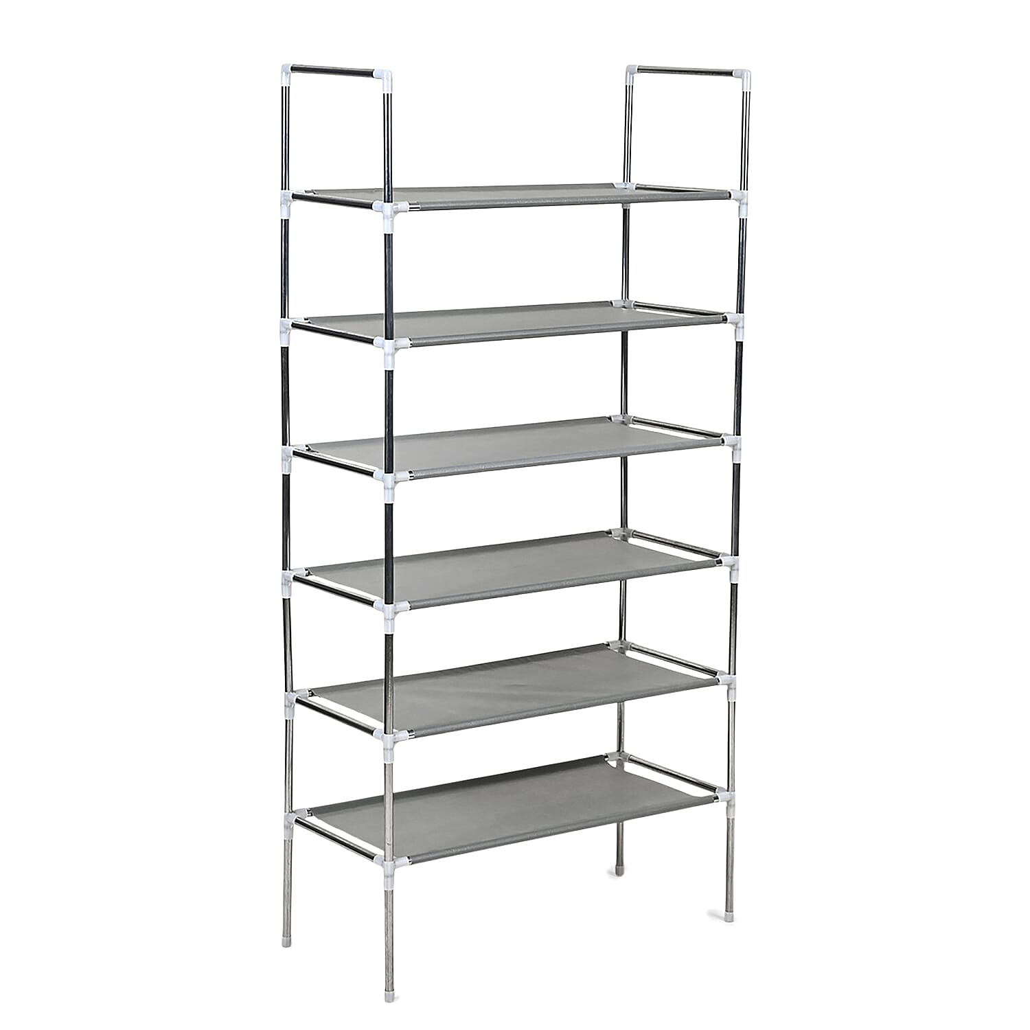 6-Tier Metal &amp; Fabric Multi-Purpose Storage Shelf Rack (60x28x120cm) - Grey &amp; White 8196354 4